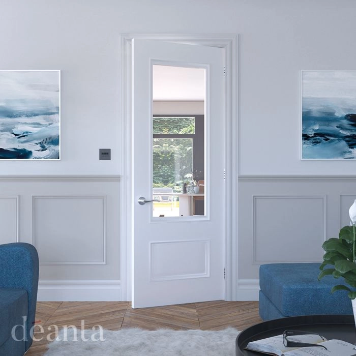 Sandringham White Primed Bevelled Glaze Door