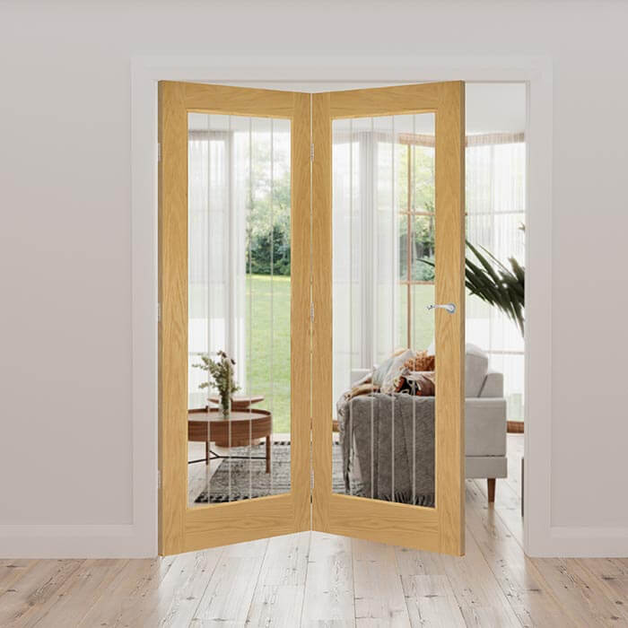 Ely 1L Glazed Prefinished Oak Internal Bifold Door Kit