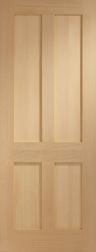 Victorian Shaker Flat 4 Panel Veneer Oak Door