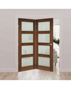 Coventry Obscured Glazed Walnut Internal Door Fold Kit