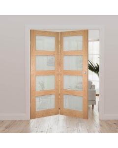 Coventry Obscured Glazed Prefinished Oak Internal Door Fold Kit