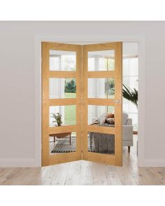 Coventry Clear Glazed Prefinished Oak Internal Door Fold Kit