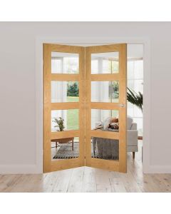 Coventry Clear Glazed Unfinished Oak Internal Door Fold Kit