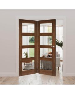 Coventry Clear Glazed Walnut Internal Door Fold Kit