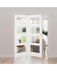 Coventry Clear Glazed White Primed Internal Door Fold Kit