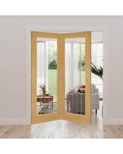 Ely 1L Glazed Unfinished Oak Internal Door Fold Kit