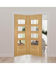 Seville 4P Clear Glazed Oak Internal Door Fold Kit