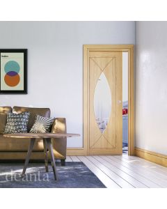 Single Pocket Door Kit with Oak Doorjamb and Handles