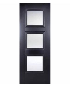 Amsterdam Black Primed 3 Panel Glazed Internal Door
