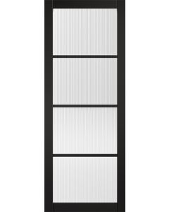 Soho Black Prefinished Reeded Glazed Door