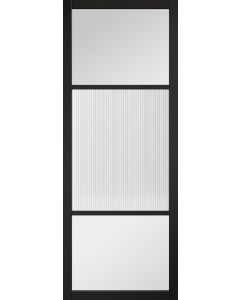 Sutton Black Prefinished Reeded Glazed Door