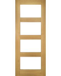 Coventry Four Panel Glazed Shaker Oak Door Clear Glass
