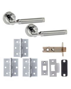 Dakota Door Lever Square Privacy / WC - Satin Chrome/ Polished Chrome Pack