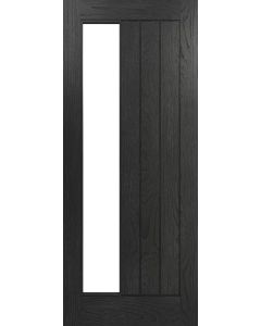 Deanta Ely Brushed Black Oak Clear Glazed Internal Door