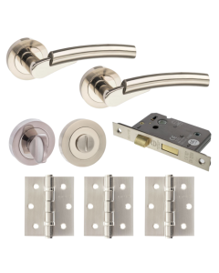 Messina Door Lever Round Privacy / WC - Satin Nicklel / Polished Nickel Pack