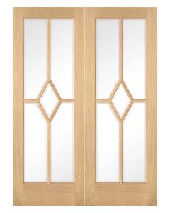 Reims Prefinished Oak Glazed Internal Door Pair