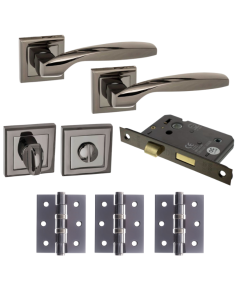 Oklahoma Door Lever Square Privacy / WC - Black Nickel Pack