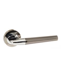 Tennessee Door Lever in Black Nickel and Polished Chrome