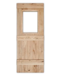 Solid Oak 3 Ledge Glazed Rustic V Groove Cottage Door