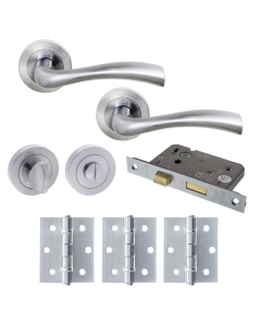 Texas Door Lever - Satin Chrome Privacy WC pack (Round) 