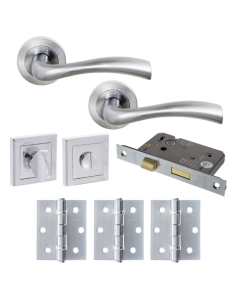 Texas Door Lever - Satin Chrome Privacy WC pack (Square) 