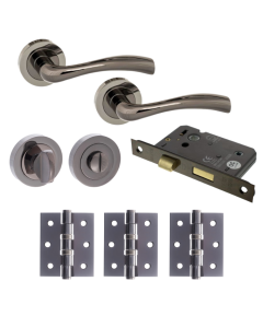 Texas Door Lever - Black Nickel privacy WC pack (Round) 