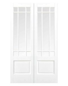 Downham White Primed Clear Glazed Internal Door Pair