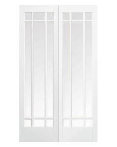 Manhattan White Primed Clear Glazed Internal Door Pair