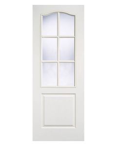 Textured Classical 6 Light White Moulded Internal Glazed Door