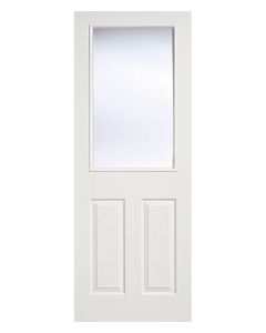 Textured 2 Panel 1 Light White Moulded Glazed Internal Door