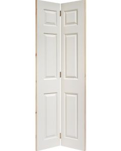Textured 6 Panel White Bi-Fold Door