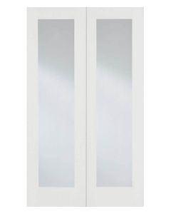 Pattern 20 White Primed Clear Glazed Internal Door Pair