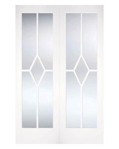 Reims White Primed Glazed Internal Door Pair