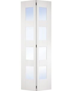 Shaker 4 Panel Glazed White Primed Bi-Fold Door