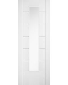 Linear White Prefinished Laminate 7 Panel Glazed Door
