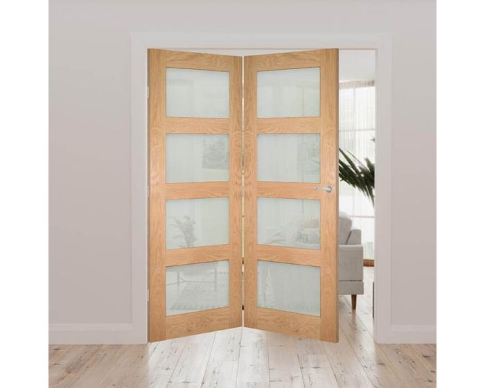 Coventry Obscured Glazed Unfinished Oak Internal Door Fold Kit