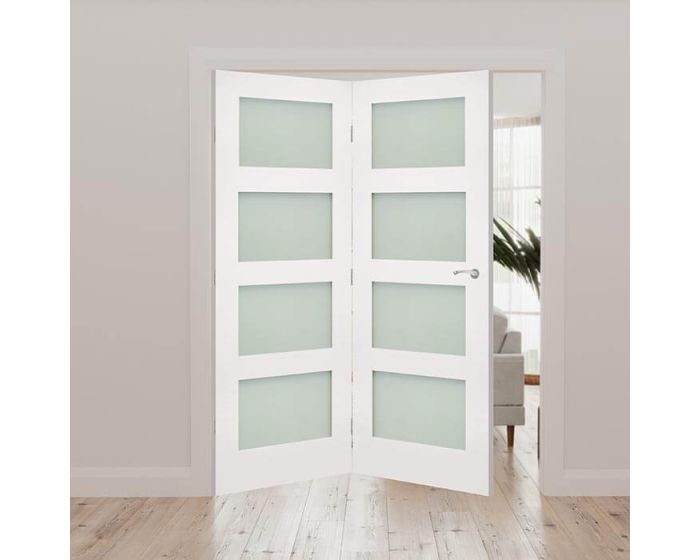 Coventry Obscured Glazed White Primed Internal Door Fold Kit