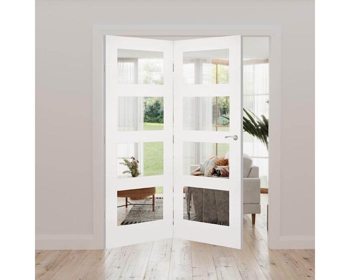 Coventry Clear Glazed White Primed Internal Door Fold Kit
