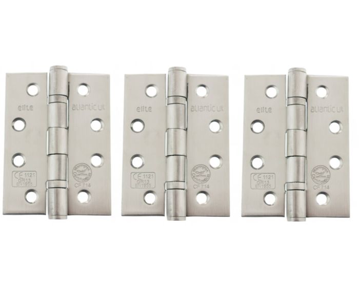 Butt Hinges Grade 13 Fire Rated 4" x 3" x 3mm Set of 3 - Satin Stainless Steel