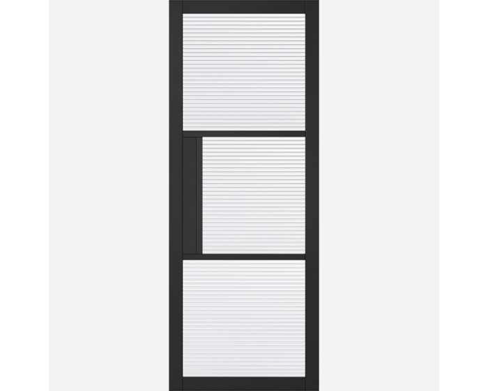Tribeca Black 3L Glazed Reeded Internal Door