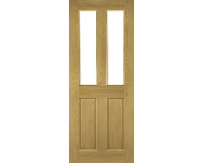 Deanta Bury Victorian Glazed Oak 4 Panel Internal Door