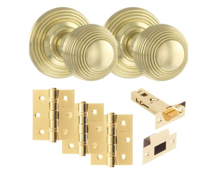 Beehive Door Knob - Polished Brass Pack