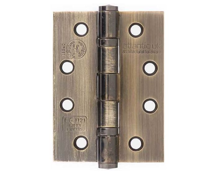 4" FD30 Rated Butt Hinge - Antique Brass