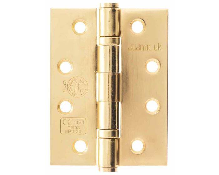 4" Polished Brass FD30 Rated Butt Hinge