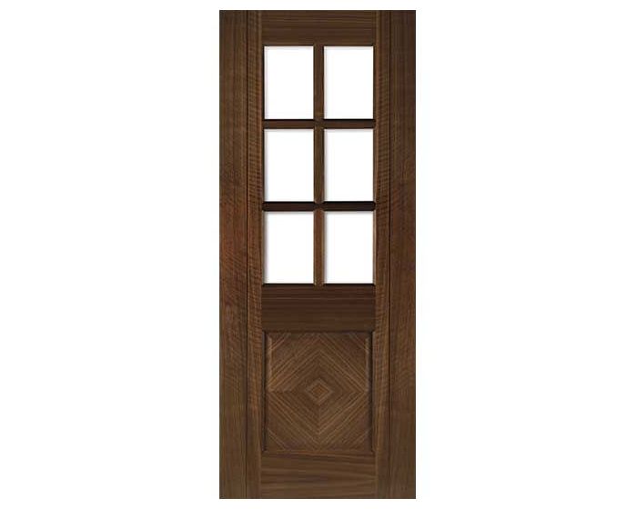 Kensington Prefinished Glazed Walnut Door