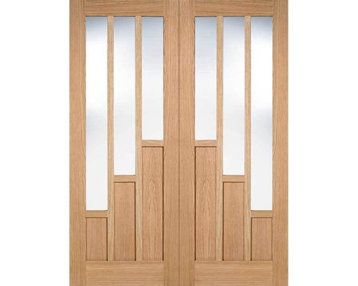 Coventry Prefinished Oak Clear Glazed Internal Door Pair