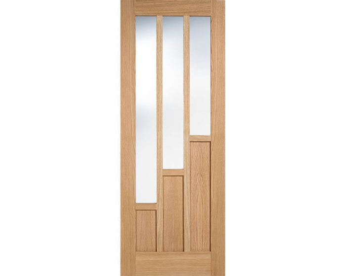 Coventry Unfinished Oak Clear Glazed 6 Panel Internal Door
