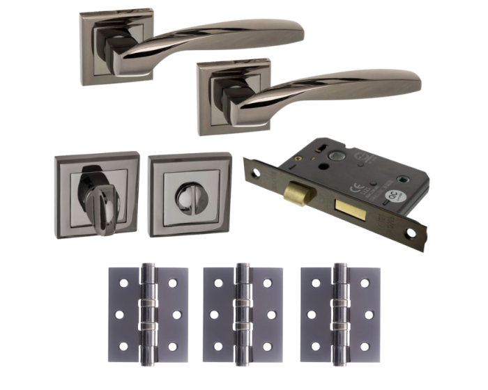 Oklahoma Door Lever Square Privacy / WC - Black Nickel Pack
