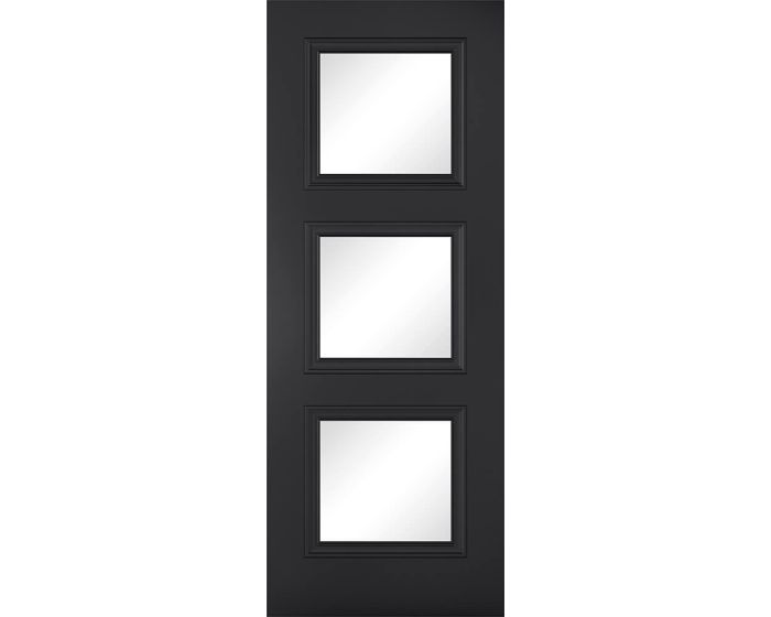 Antwerp Black Primed 3 Panel Glazed Internal Door