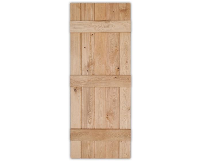 Solid Oak Rustic 3 Ledged Bead & Butt Barn Door